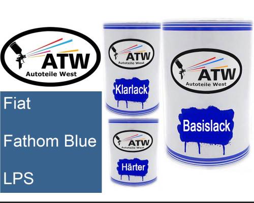 Fiat, Fathom Blue, LPS: 500ml Lackdose + 500ml Klarlack + 250ml Härter - Set, von ATW Autoteile West.
